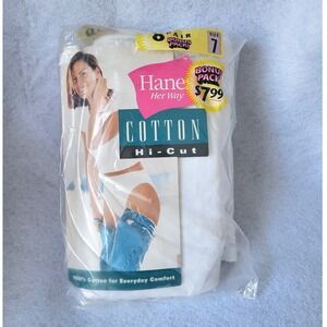 Vtg Hanes Hi Cut Cotton Panties Underwear 8 Pair Bonus Pack Womens 7 NOS 1999